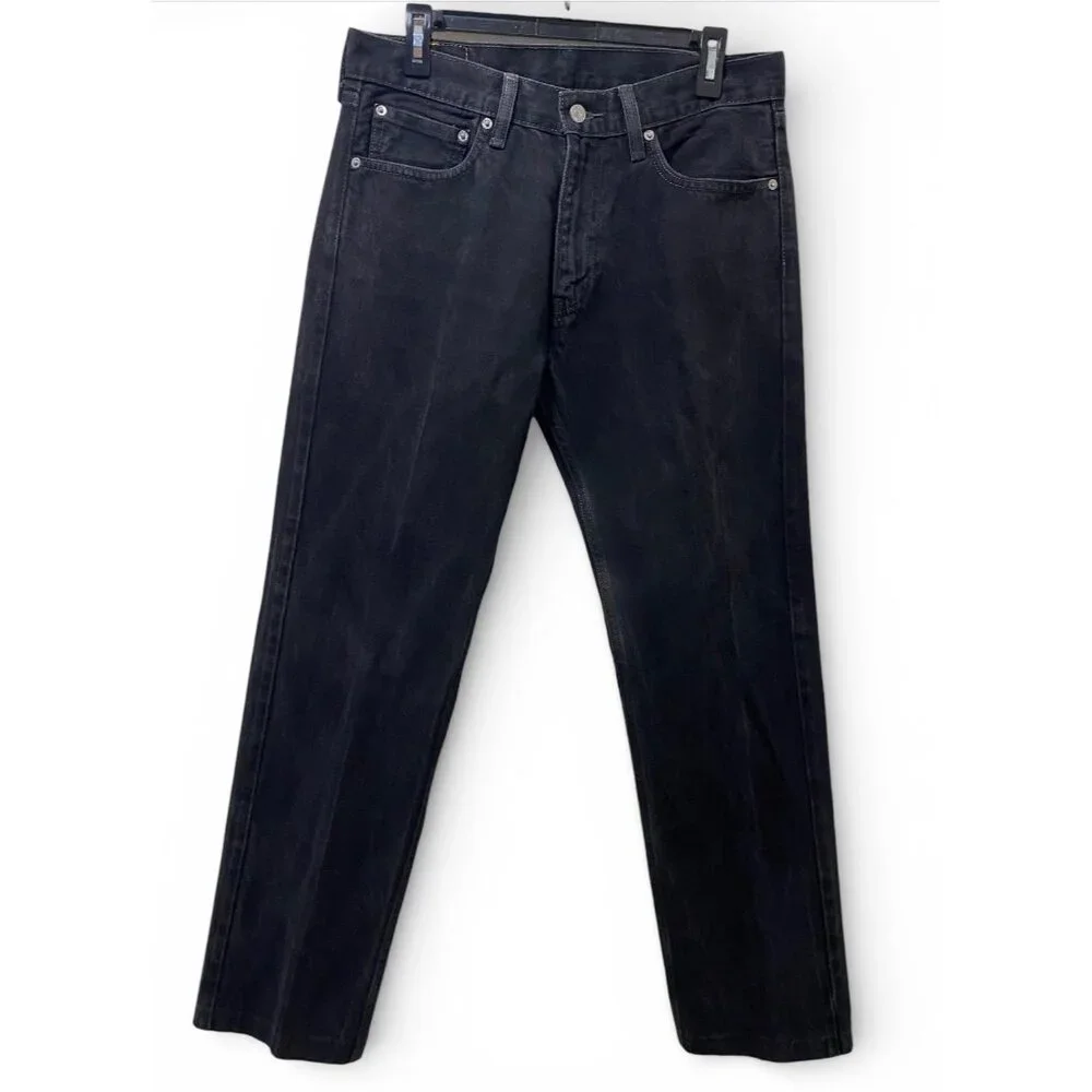 Levi's 505 Straight Fit Jeans Mens 32x34 Black Denim Regular Straight Leg - Picture 1 of 9